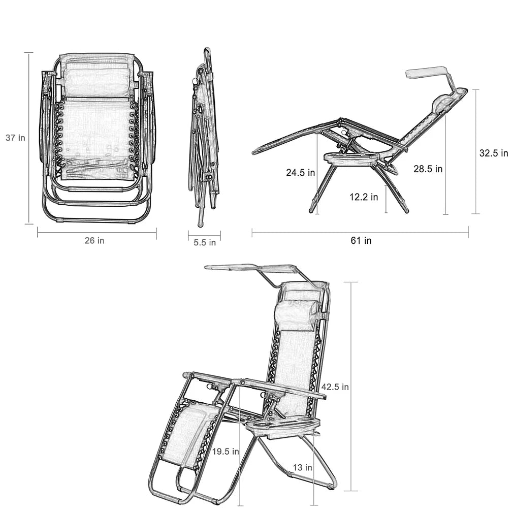 Zero Gravity Chair with Canopy Cup Holder W46116