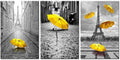 3 Pieces Paris Canvas Prints Black and White Eiffel Tower with Yellow Umbrellas Stretched Gallery Canvas Wrap Giclee Print Ready to Hang T86282