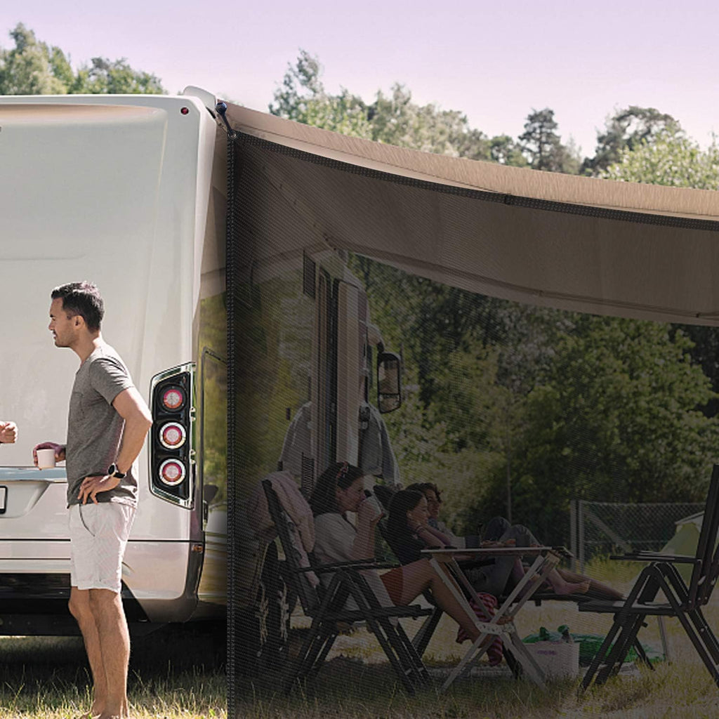 RV Awning Side Shade Black Mesh Screen Sunshade UV Sun Blocker Complete Kits J962
