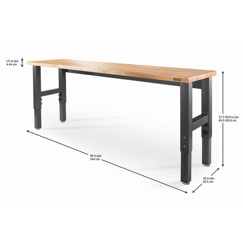 Adjustable Height Birch Top Workbench S757