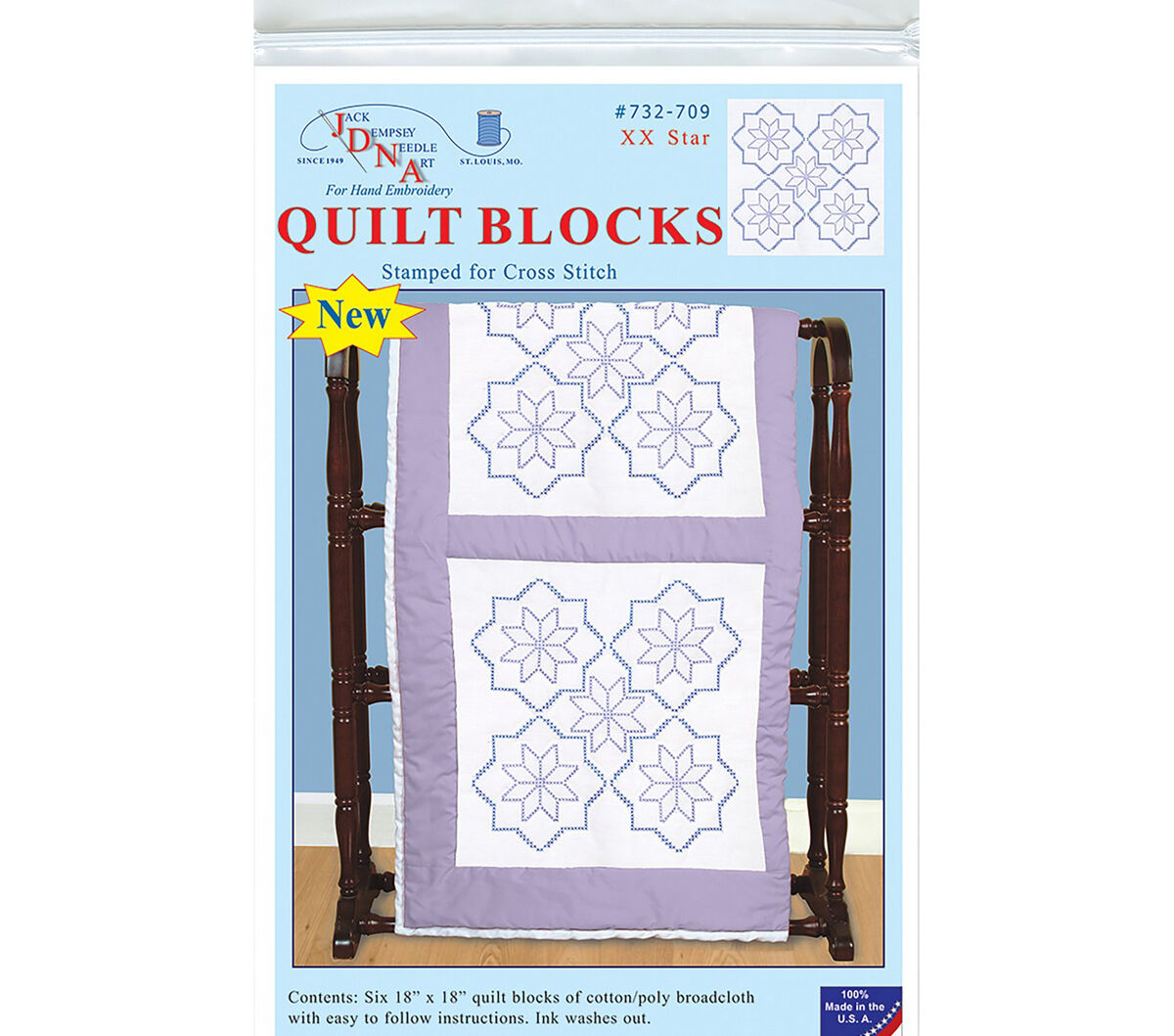 White Stamped Quilt Blocks 6pk Y6239