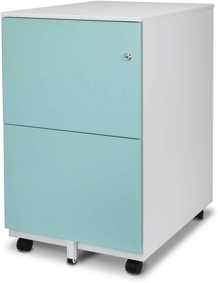 White 2-Drawer Metal File Cabinet with Lock Z972