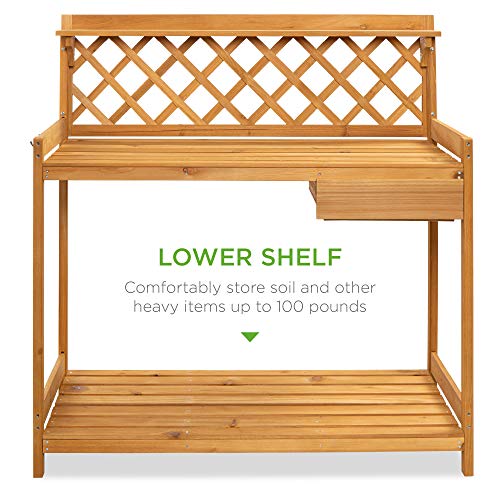 Wooden Potting Bench with Cabinet Drawer A1304