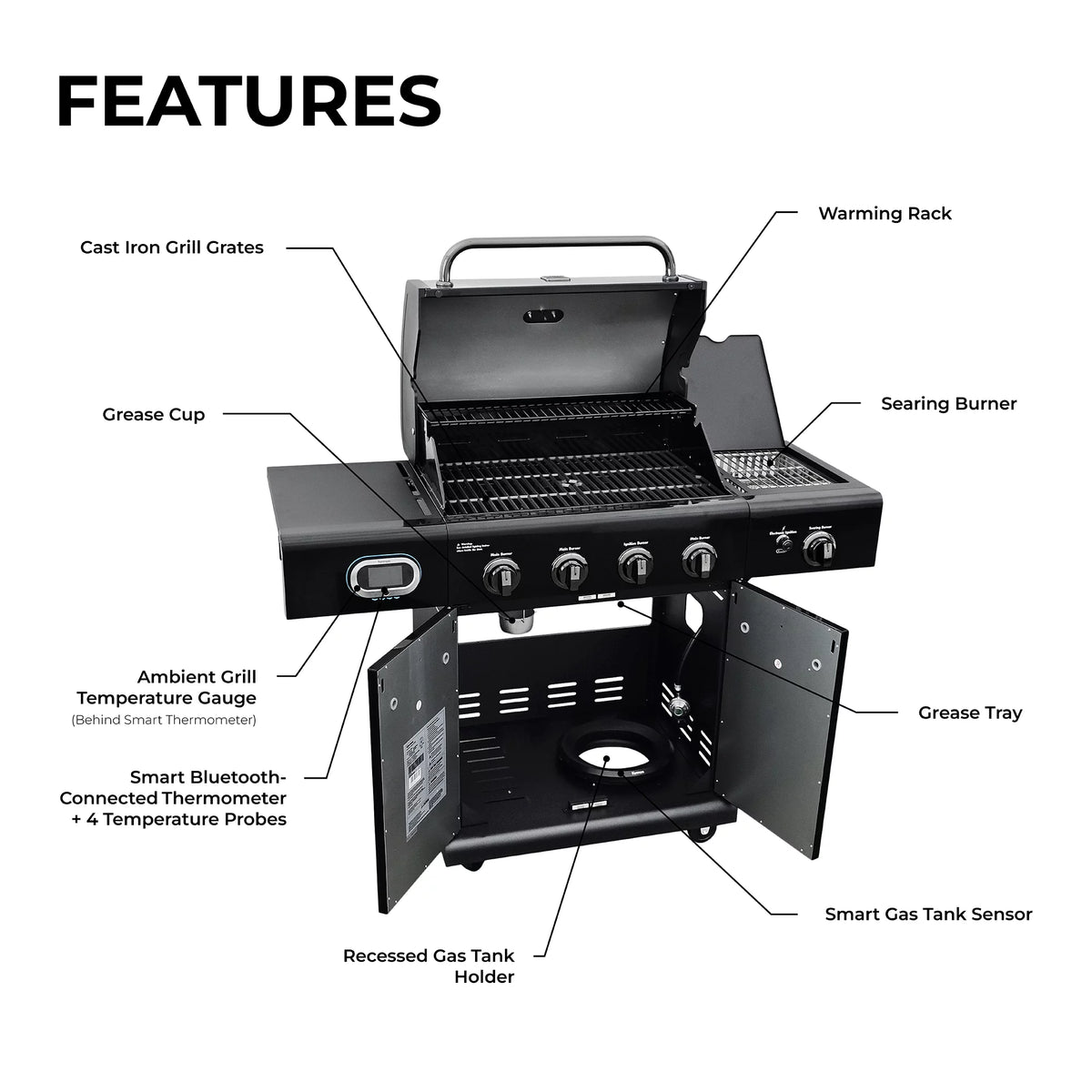 4-Burner Gas Grill with Side Burner W582
