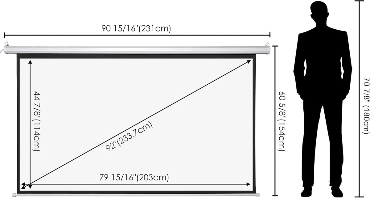 White 92 Diagonal 16:9 Projector Screen K4113