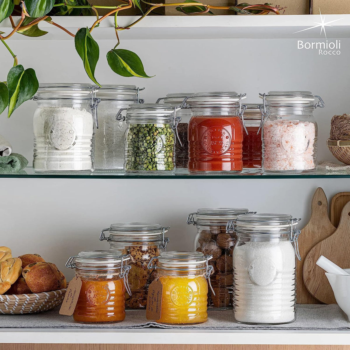 Set Of 3 Glass Jars with Airtight Hinged Lid Z774290