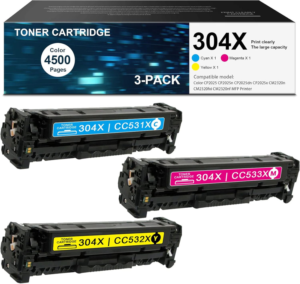3 Pack High Yield Toner Cartridge for HP Color CP2025 Printer N81107