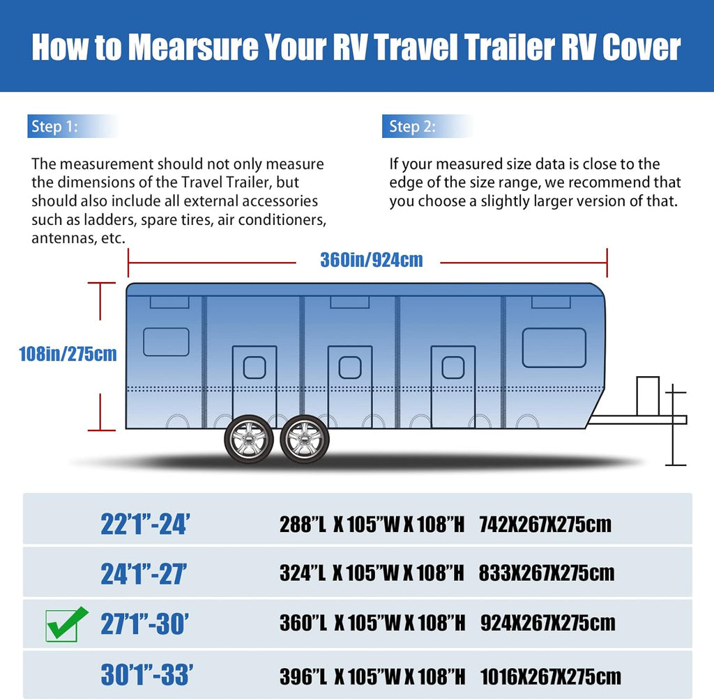 6 Layers Windproof UV Resistant RV Cover 27'1''-30' D854913