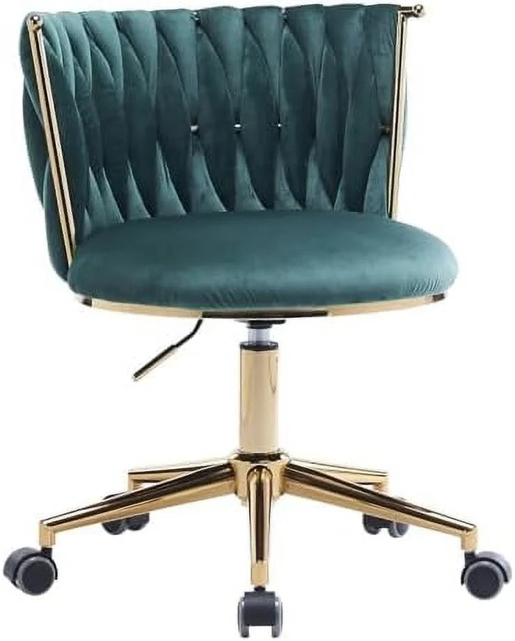 Velvet Office Desk Chair with Woven Backrest M557551