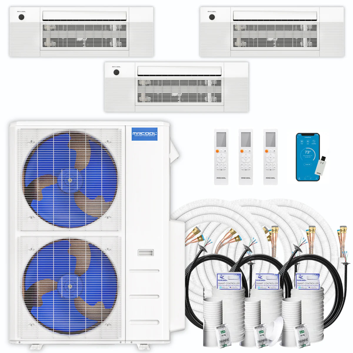 54,000 BTU 3 Zone Ceiling Cassette Ductless Air Conditioner and Heat Pump X35300
