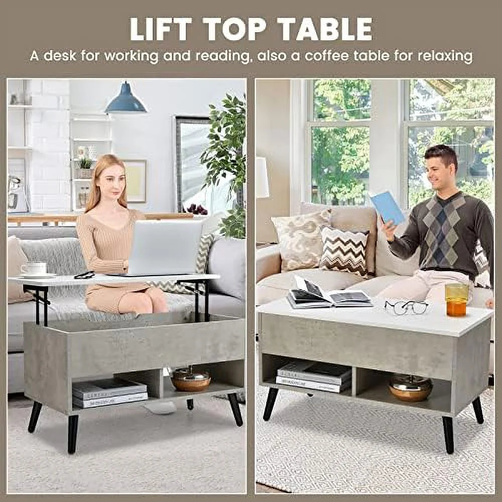 Lift Top Coffee Table with Hidden Compartment and 2 Open Shelves P617146