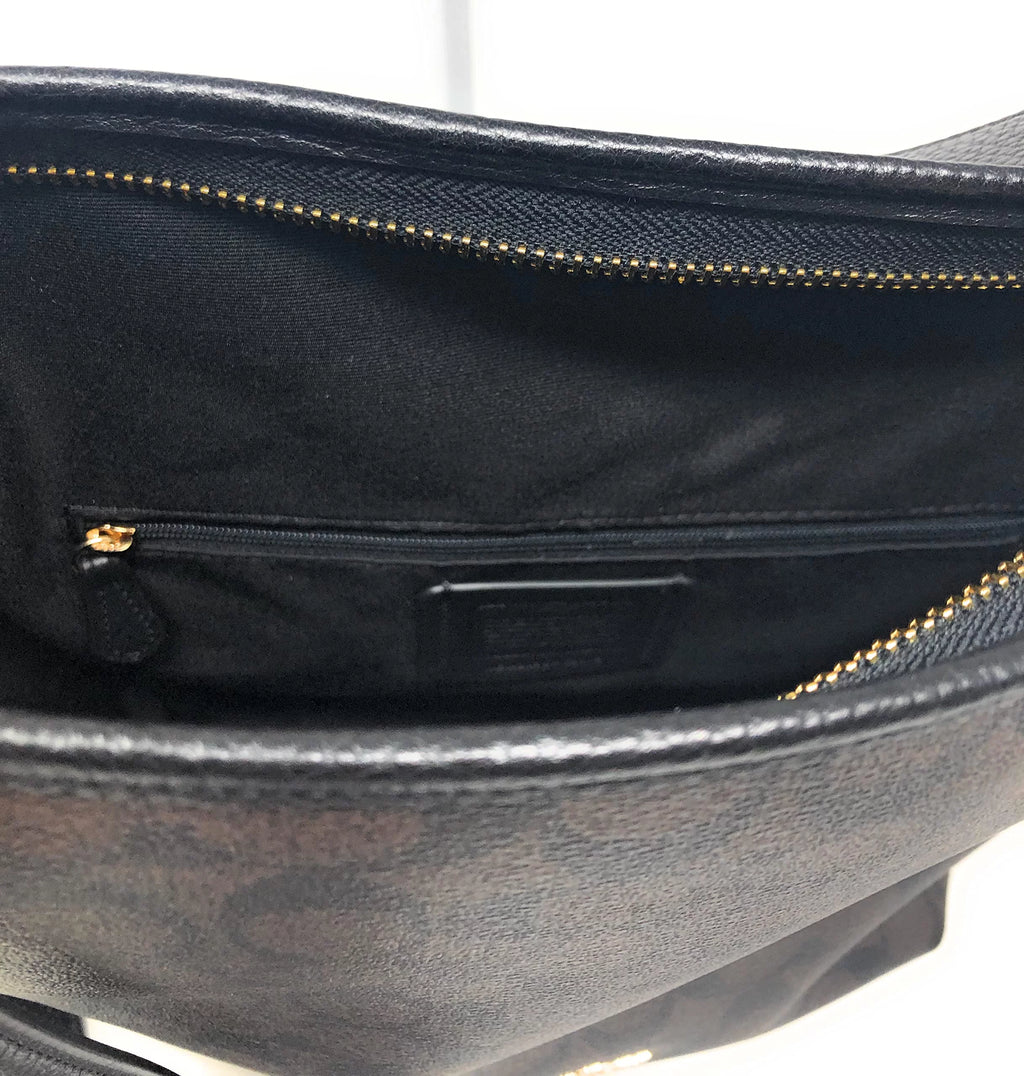 Brown Black Leather Duffle Shoulder Crossbody Bag P88487