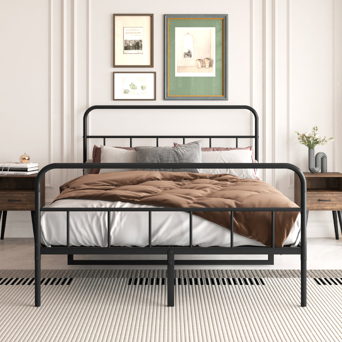 Metal Platform Bed Frame with Headboard Full Size Y67901