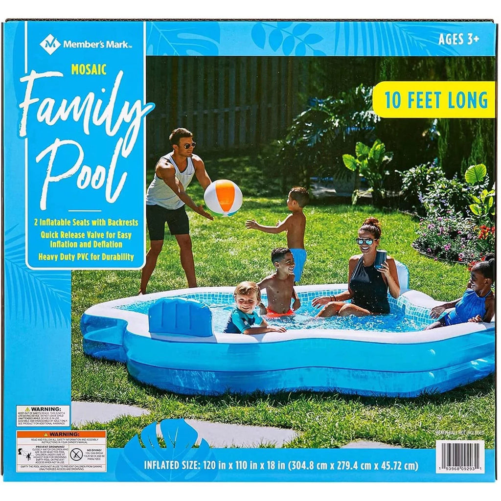 10 Feet Long Inflatable Pool with 2 Seats V349208