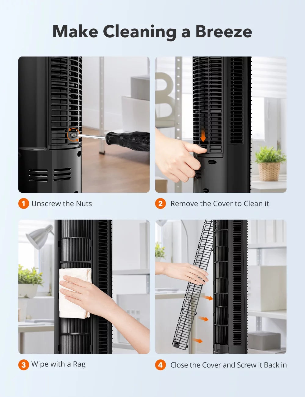 Bladeless Oscillating Tower Fan with Remote T28608