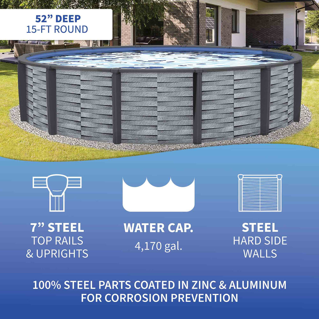 15-ft Round 52-in Deep Above Ground Swimming Pool F92341