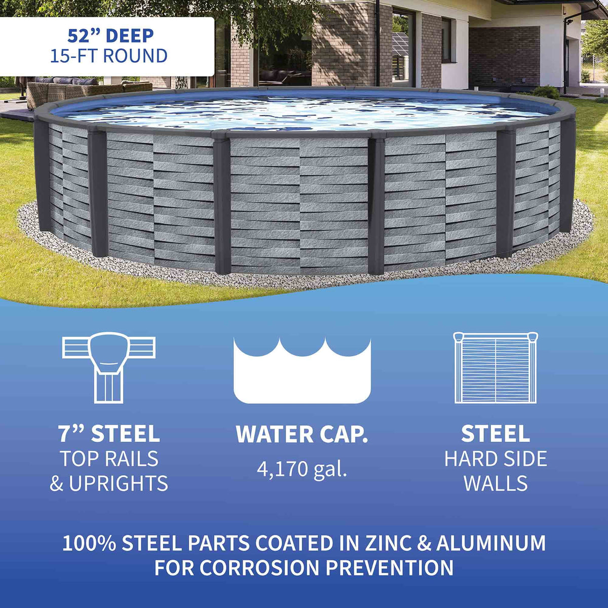 15-ft Round 52-in Deep Above Ground Swimming Pool F92341