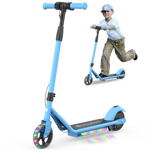 Electric Scooter with Adjustable Speed and Height, Colorful Lights, Double Brake P1114
