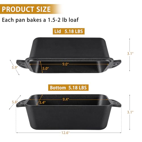 Cast Iron 9x5 Inch Loaf Pan with Lid 2 Piece Set G7321