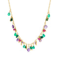 Multi-Gemstone Bead Drop Necklace in 24kt Gold Over Sterling X611