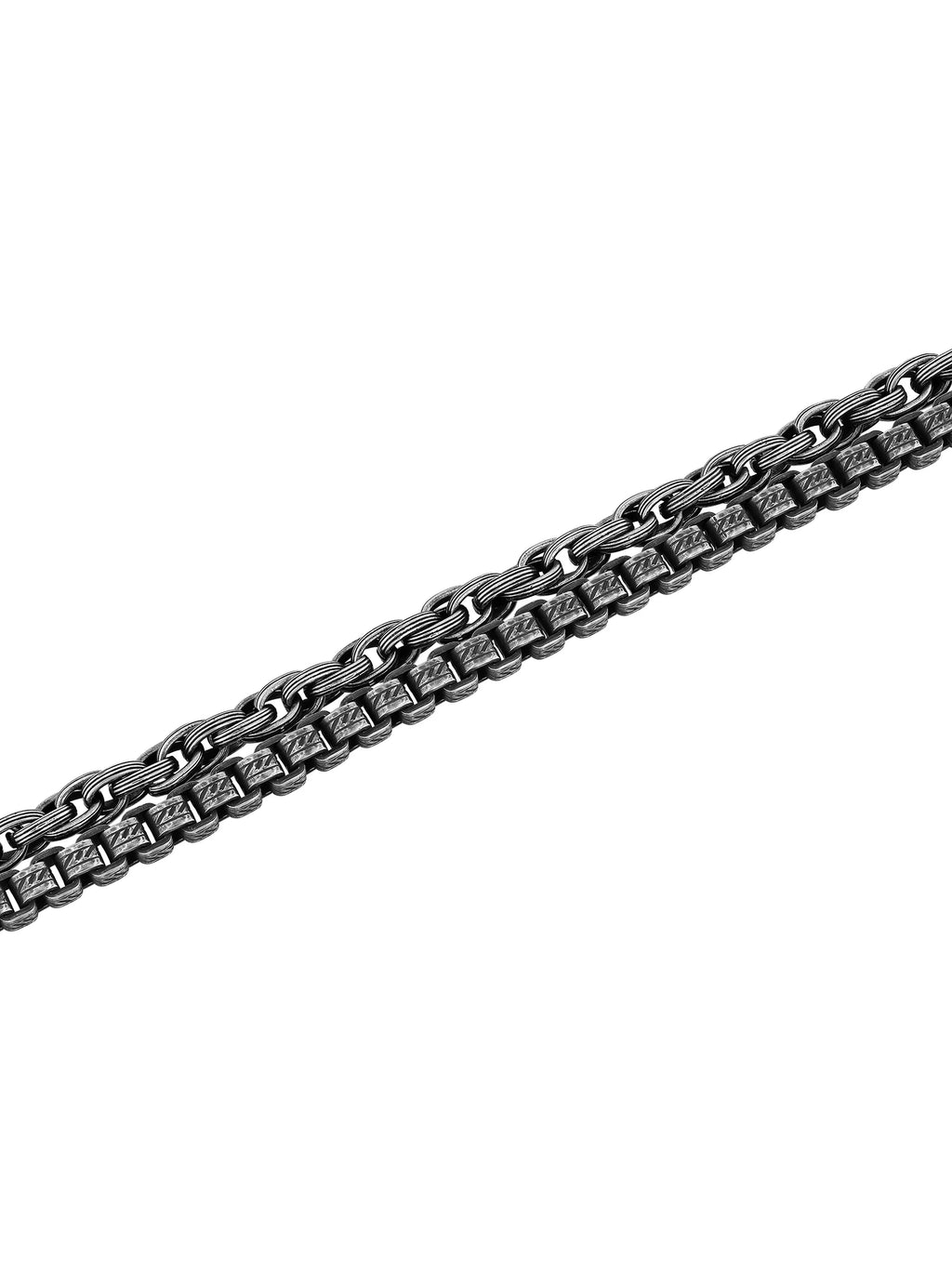 Stainless Steel Gunmetal Tone Stacked Bracelet E518165