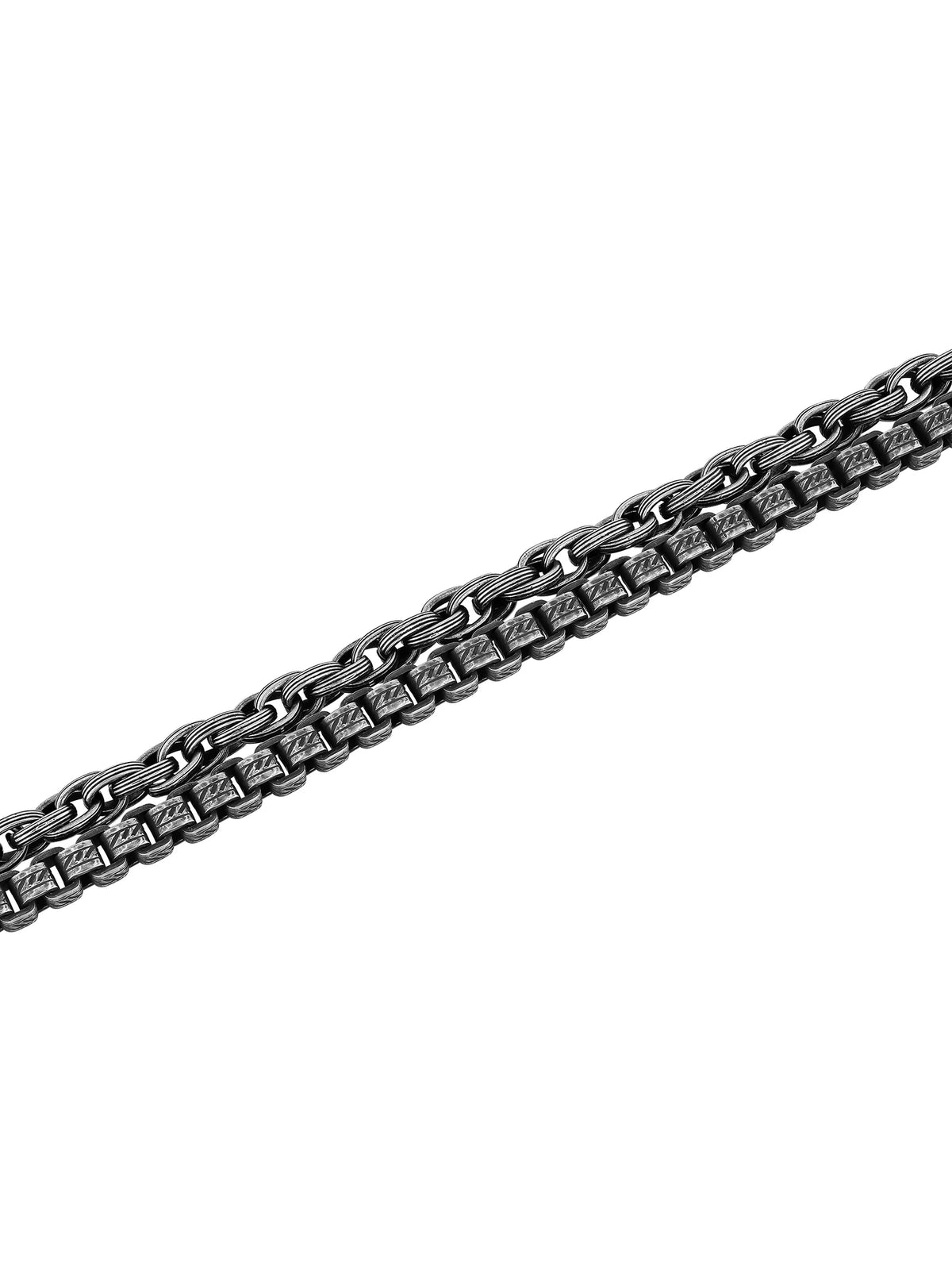 Stainless Steel Gunmetal Tone Stacked Bracelet E518165