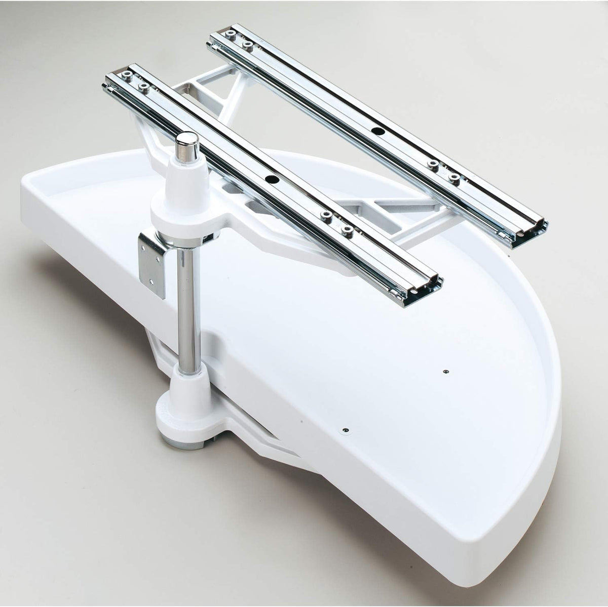 White 31-Inch Polymer 2-Tier Lazy Susan Kitchen Cabinet Organizer I786366