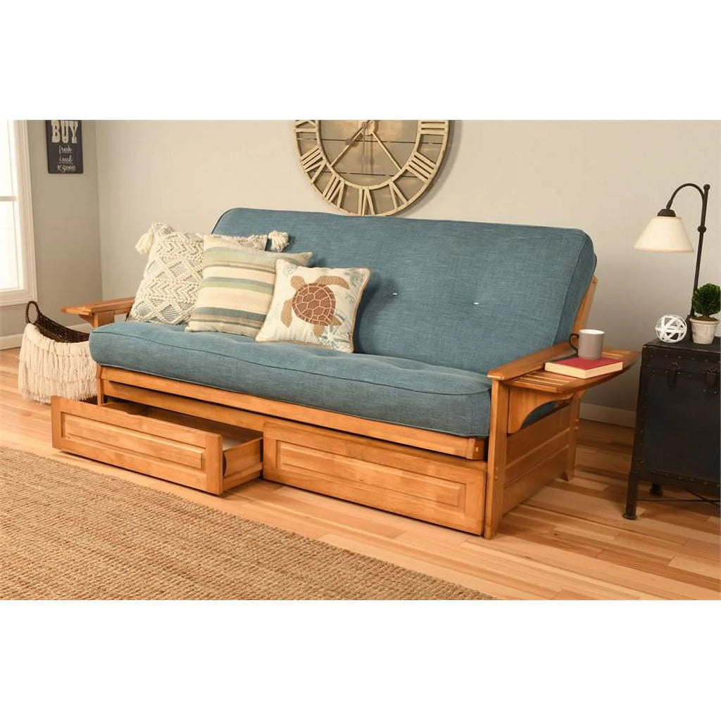 Blue Linen Fabric Mattress Frame R4469