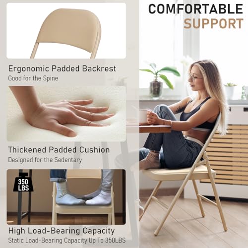 6 Pack Gray Folding Chairs with Padded Cushion and Steel Frame W552