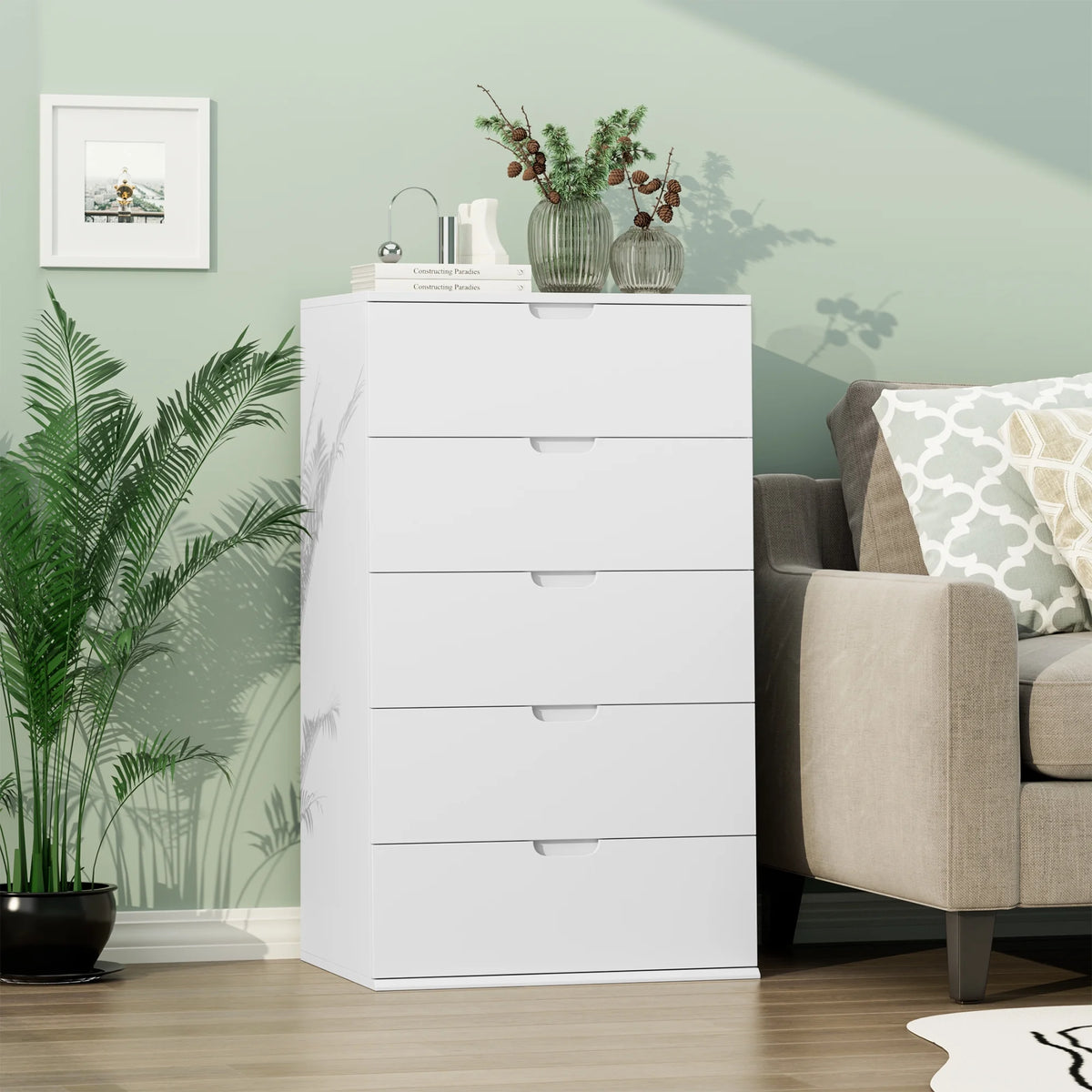 White 5 Drawer Dresser U2769