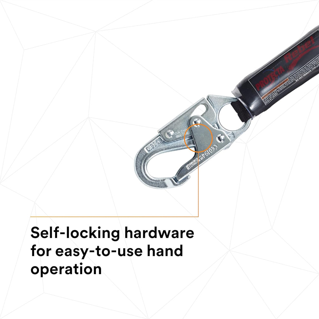 Self Retracting Lifeline Web, Steel Snap Hook and Carabiner, Black/Red M91048