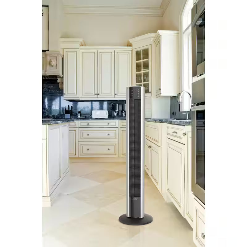 48 in. 4 Speed Silver Oscillating Tower Fan with Timer and Remote Control K994970