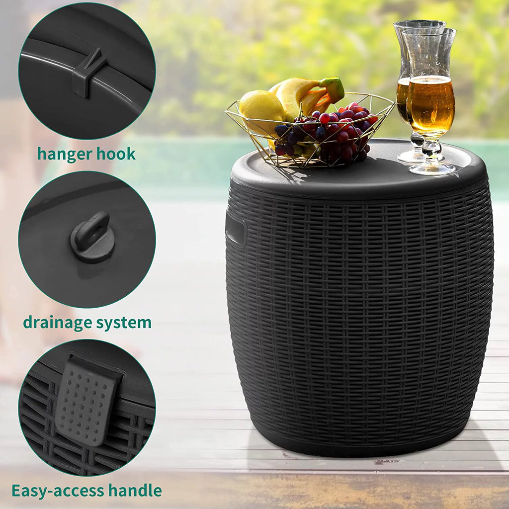 Ice Cooler & Side Table with 9.8 Gallon Ice Bucket C243