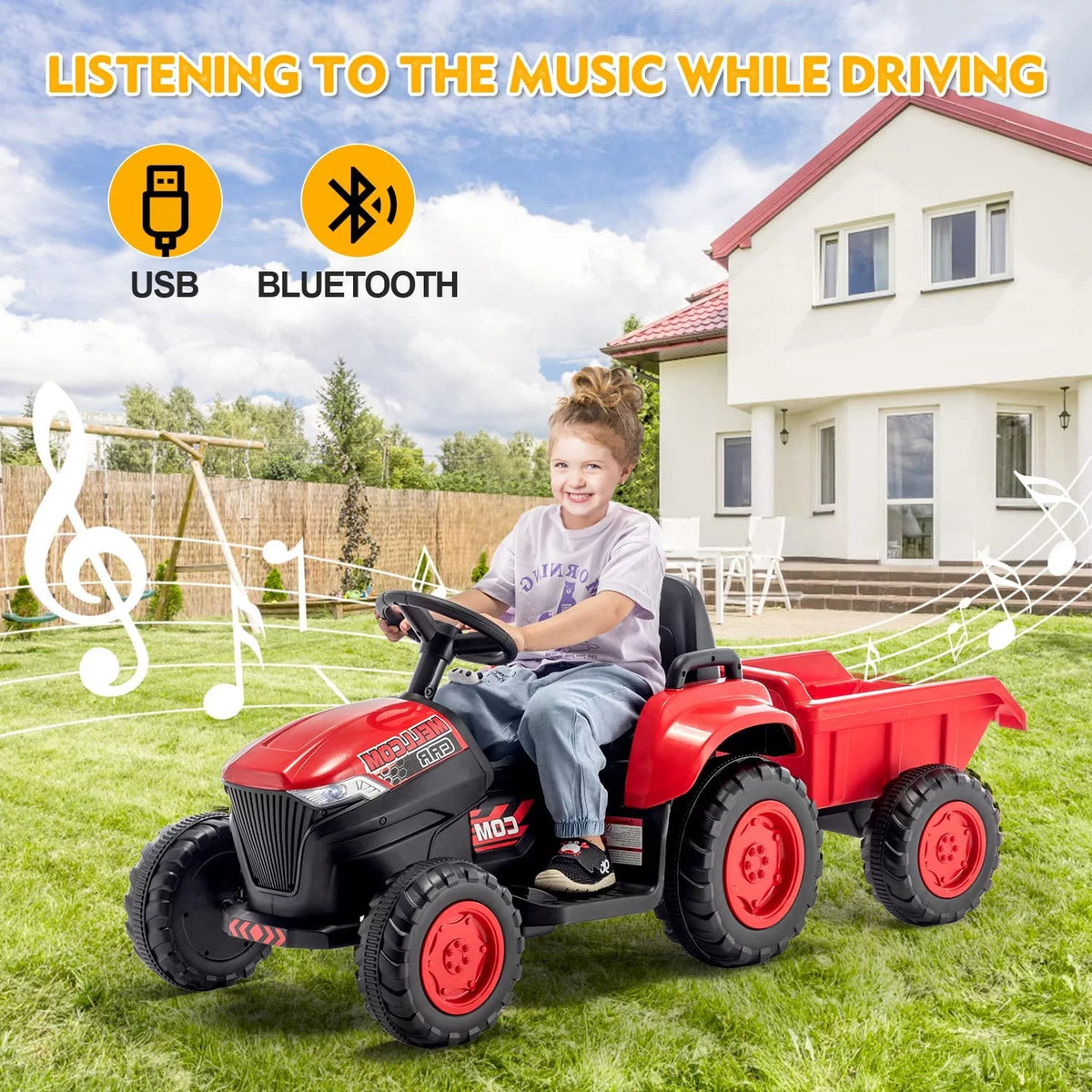 12V Battery Powered Kids Ride on Tractor with Remote Control S713802