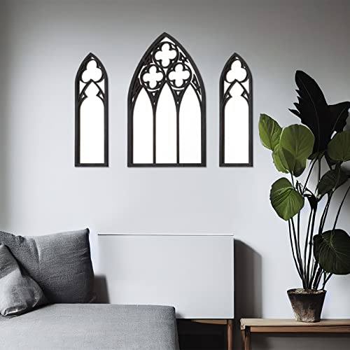 3 Pack Gothic Mirrors Wall Decor, Cathedral Arch Frame Tiny Mirror H973723