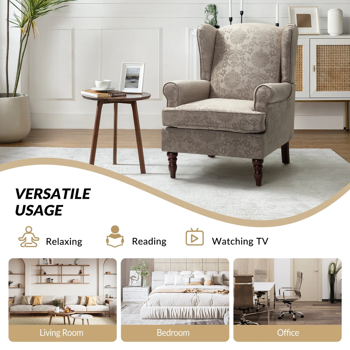 Upholstered Wingback Armchair Set of 2 X6582