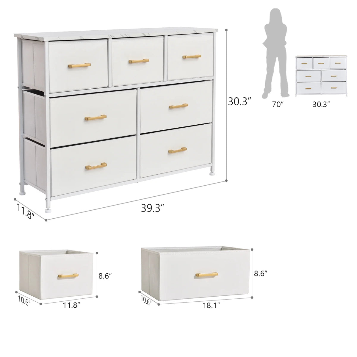 7 Drawer Fabric Dresser B152