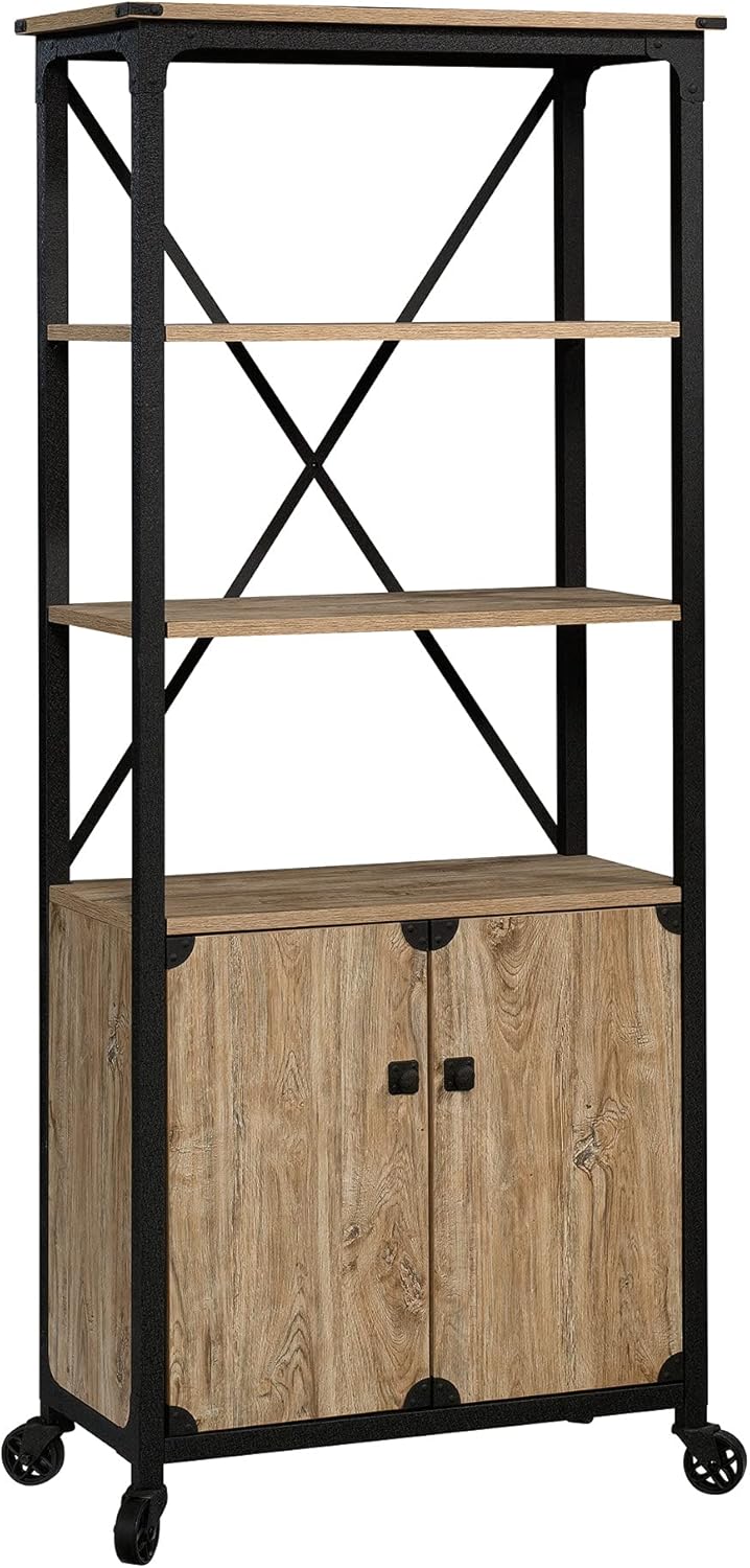 Bookcase with Doors, Carbon Oak Finish A808