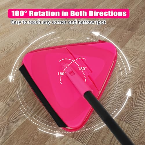 Wall Mop with Long Handle 80 inches Collapsible Baseboard Cleaner with Squeegee 3 Microfiber 3 Chenille Pads I583