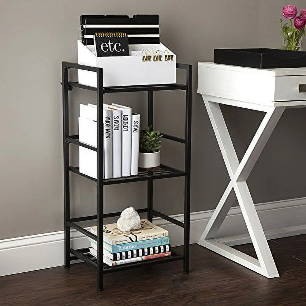 Black 3 Shelves Metal Bookcase E543