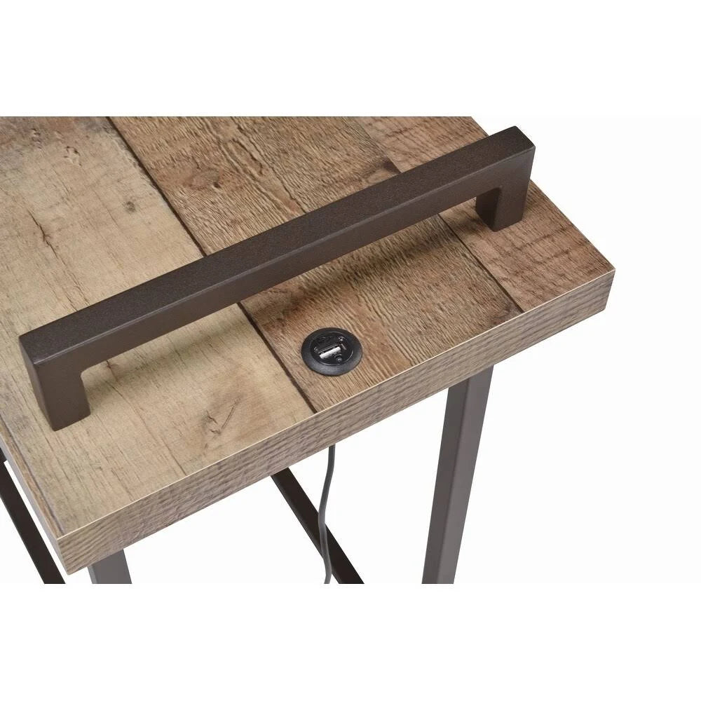 Weathered Pine Rectangular Accent Table with USB Port X142191