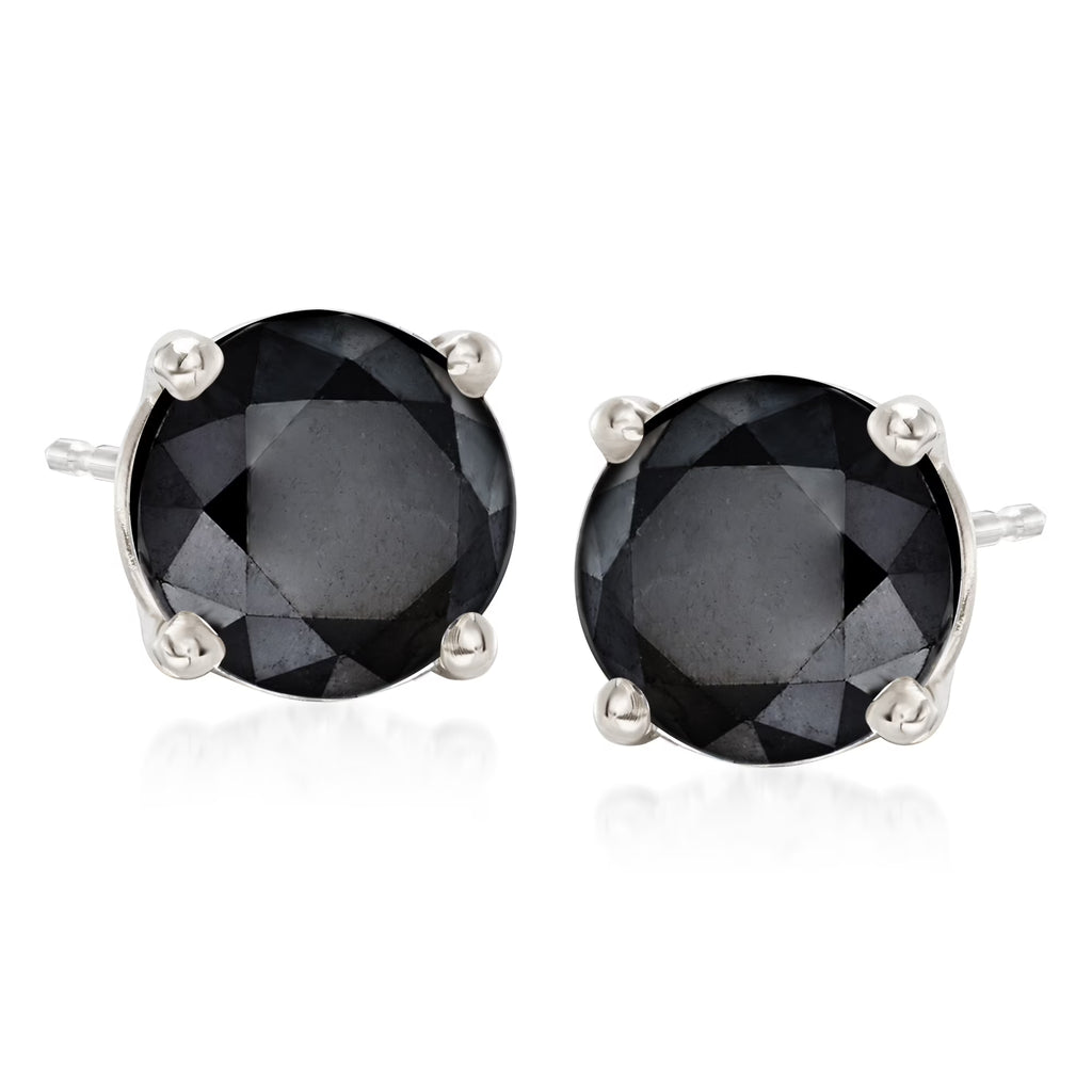 Black Diamond Stud Earrings in Sterling Silver P37154