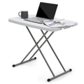 White Foldable TV Tray Table with Metal Frame G916