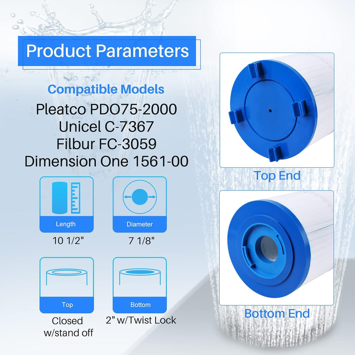 75 sqft Hot Tub Filter Cartridge 2 Pack U642988