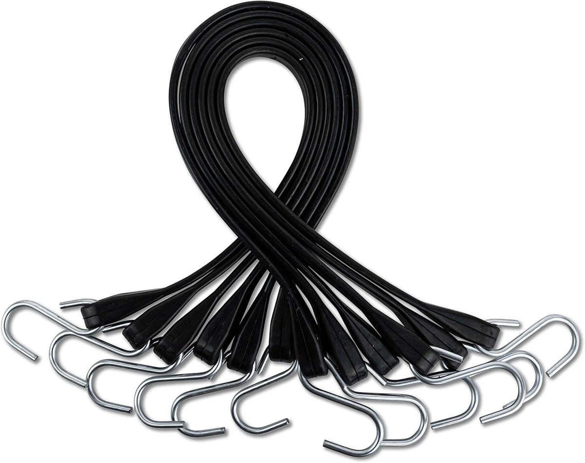 50 Pack Rubber Tarp Straps 31 Long EPDM with Crimped Hooks Bungee Cords S165
