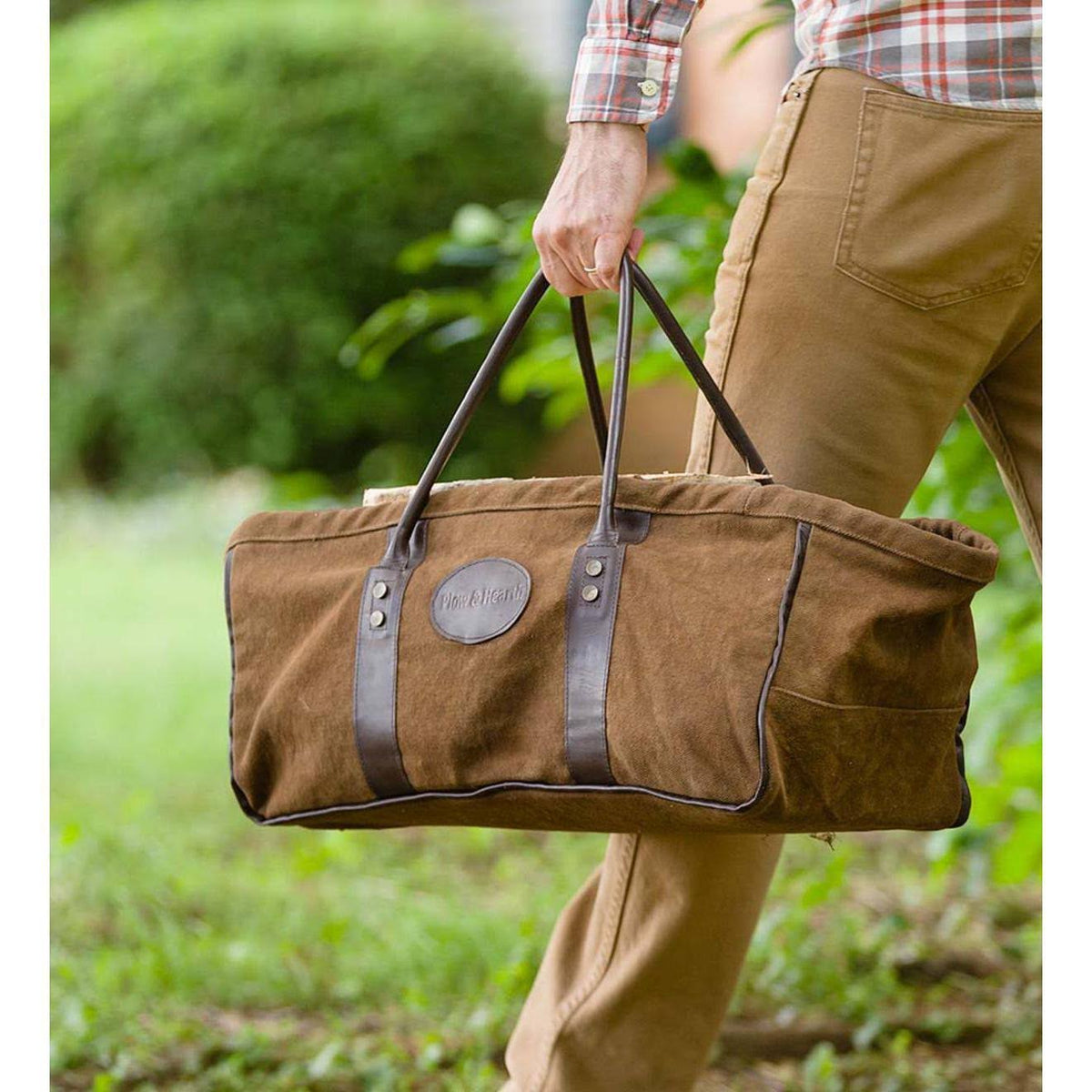 Heavy Duty Canvas Log Carrier with Leather Handles X8836