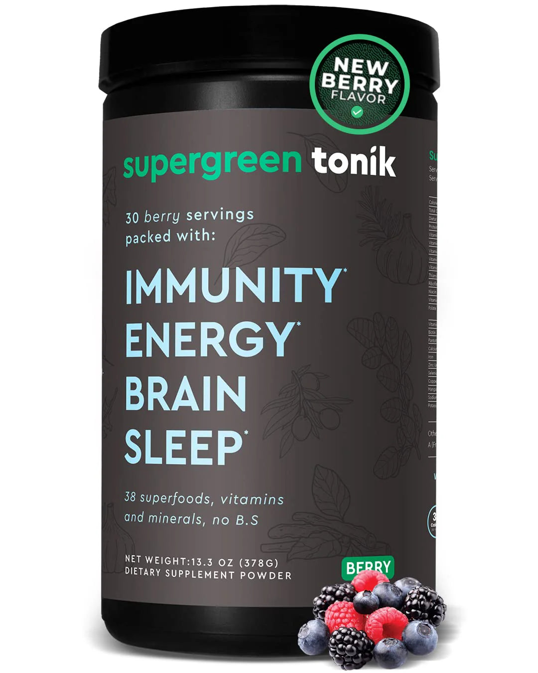 100% Natural Greens Superfood Powder 360 Grams Berry Flavor Z30694