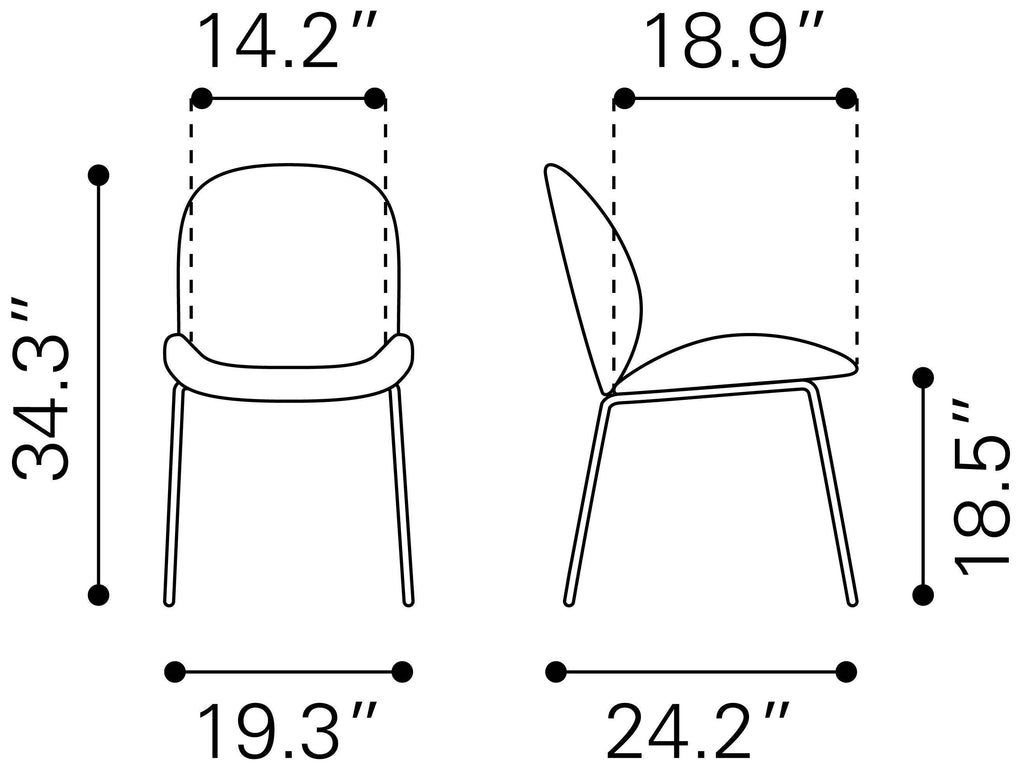 Gray Dining Chair Set of 2 C47374
