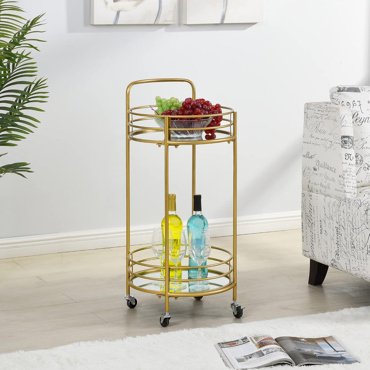 Black Round Bar Cart Q82614