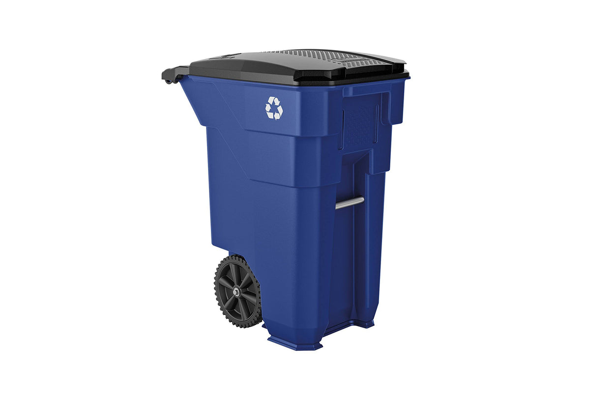 50 Gallon Blue Wheeled HDPE Trash Can X626